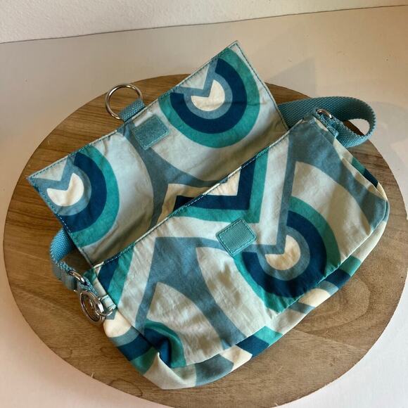 Kipling Blue Mod Swirl Print Slim Canvas Shoulder Bag - Picture 3 of 13